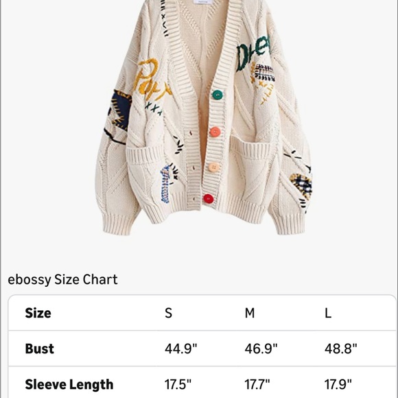 Embroidered Cream Cardigan - Picture 3 of 4